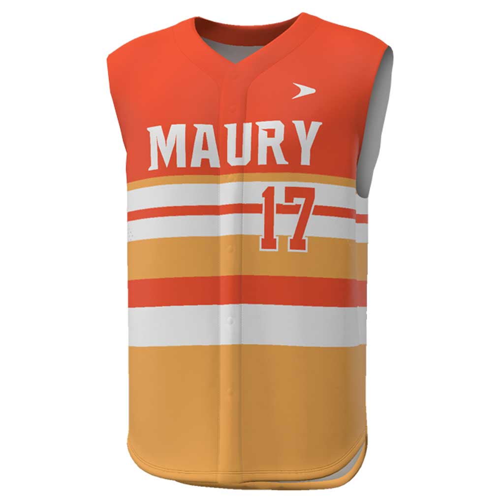 OneTEAM Custom PRO Sleeveless Snap Full Button Baseball Jersey - Men/Youth