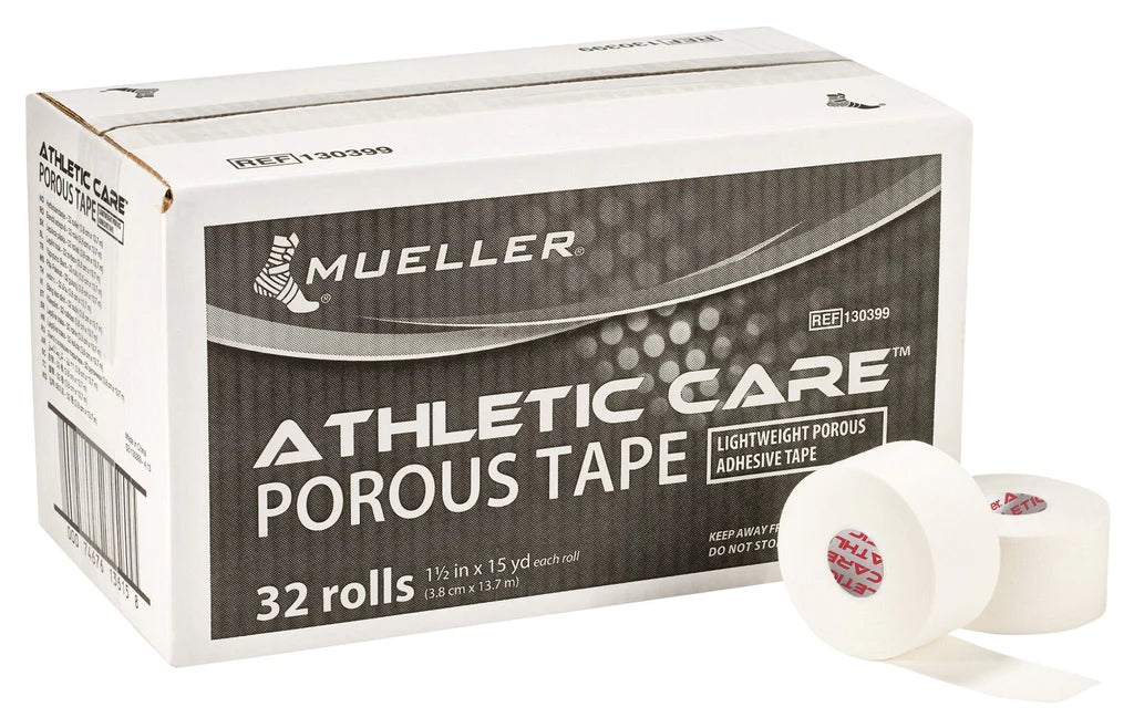Mueller Athletic Care Porous Tape, White, 3.8 cm x 13.7 m, 32 rolls/cs