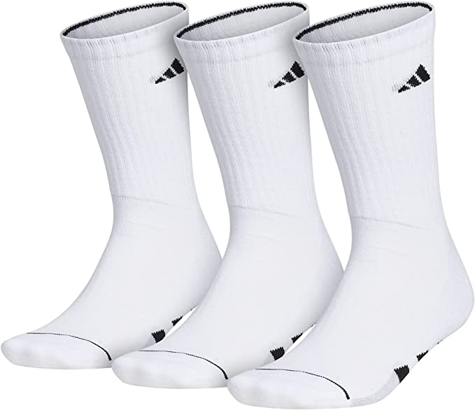 adidas Mens Cushioned II 3 Pack Crew Sock - White