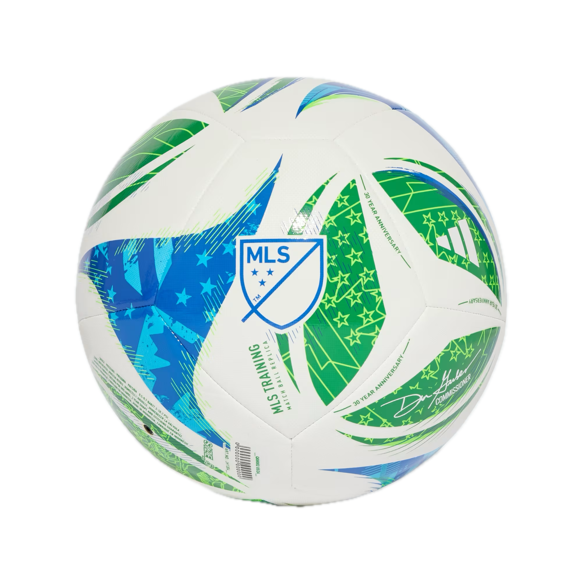 adidas 2025 MLS Training Ball - White/Green/Glory Blue/Solar Blue