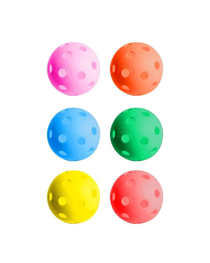 360 Whiffle Ball Set Of 6 - 2.7Cm - Rainbow